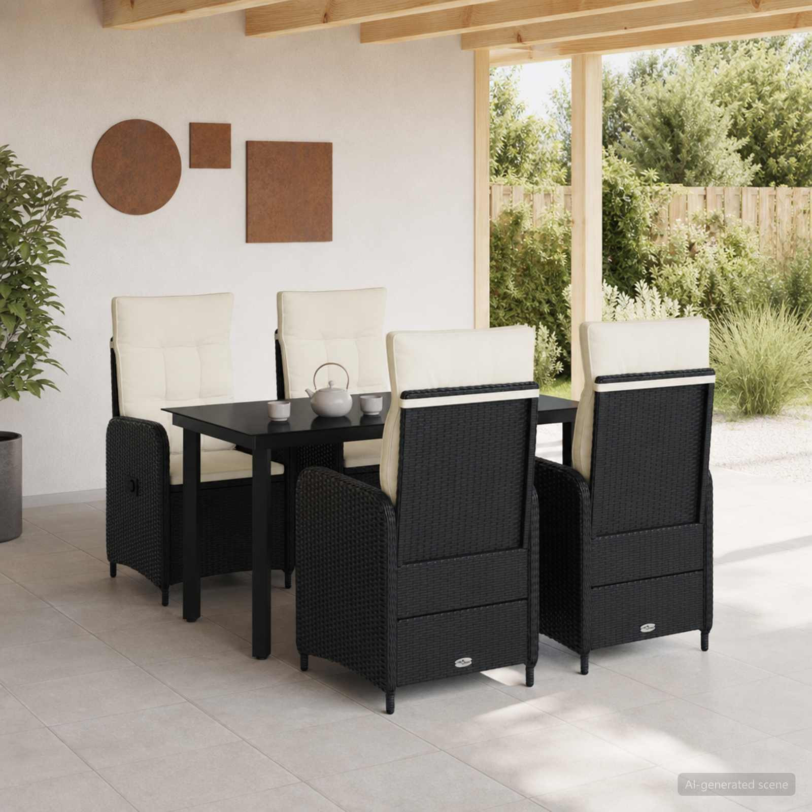 vidaXL Sofa-Tischset mit Kissen mit Kissen 5 pcs Schwarz und Cremeweiß