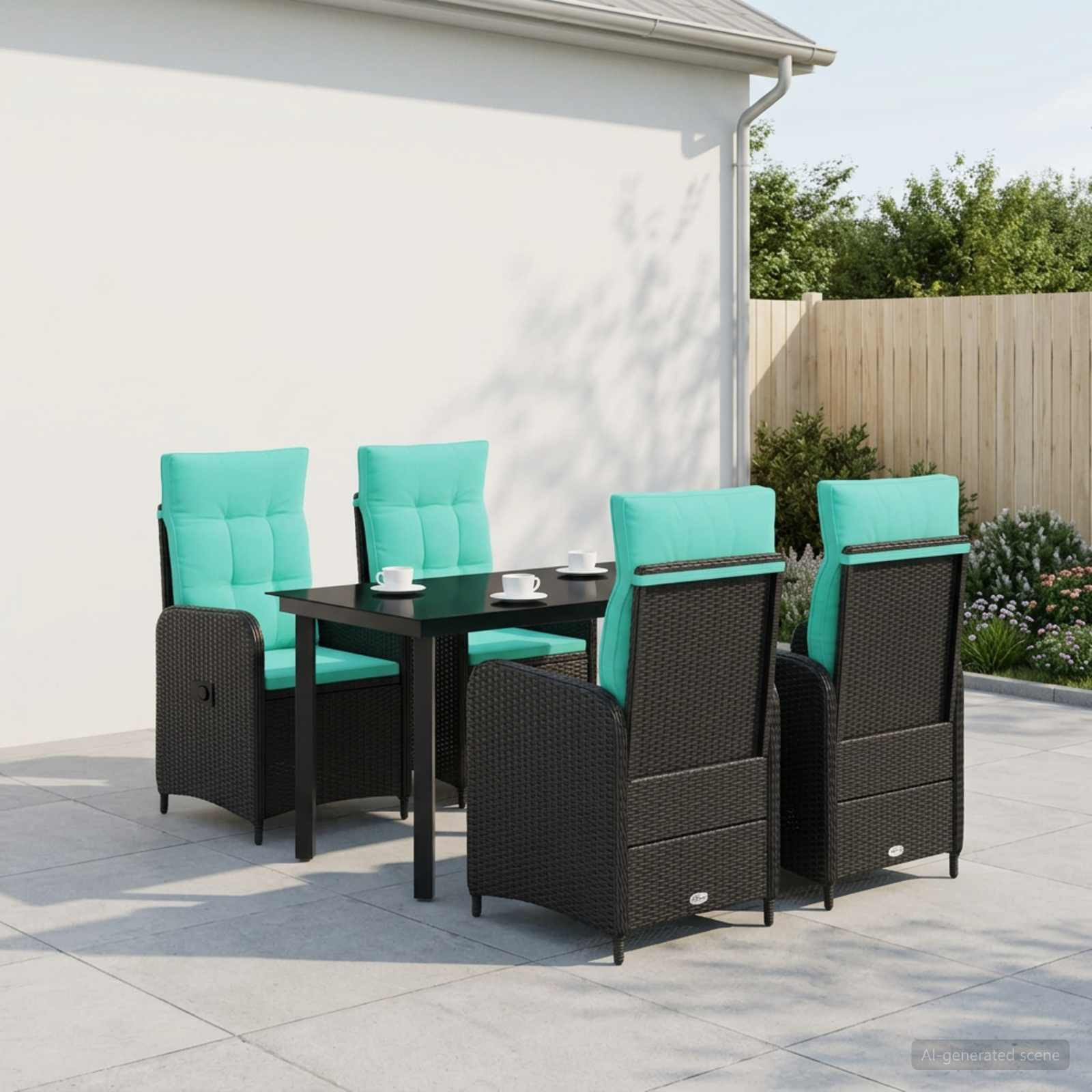 vidaXL Sofa-Tischset 5 pcs PE Rattan und pulverbeschichteter Stahl