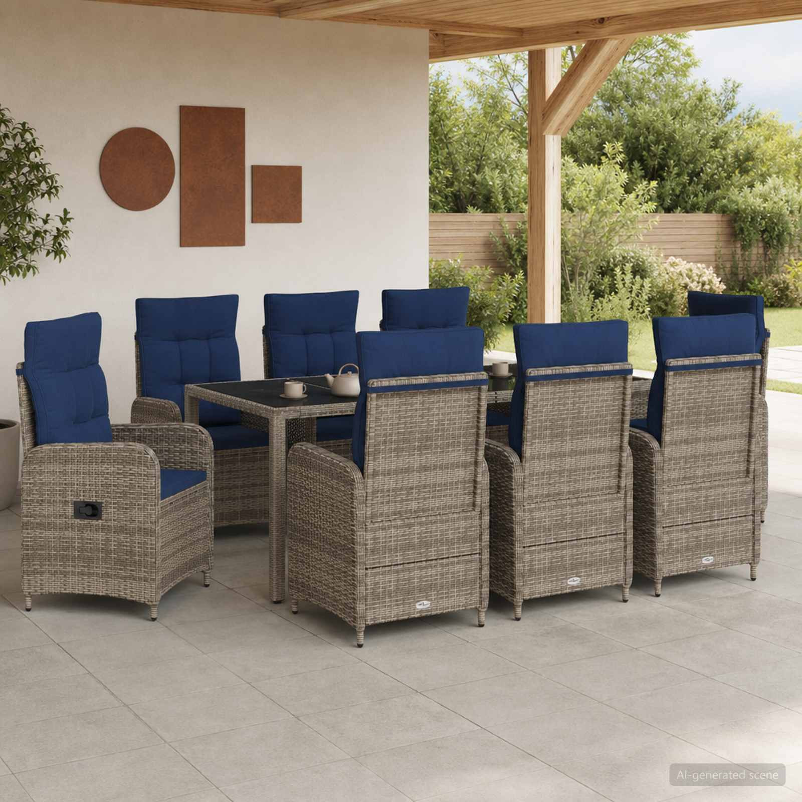 vidaXL Outdoortisch-Set 9 pcs Poly-Rattan