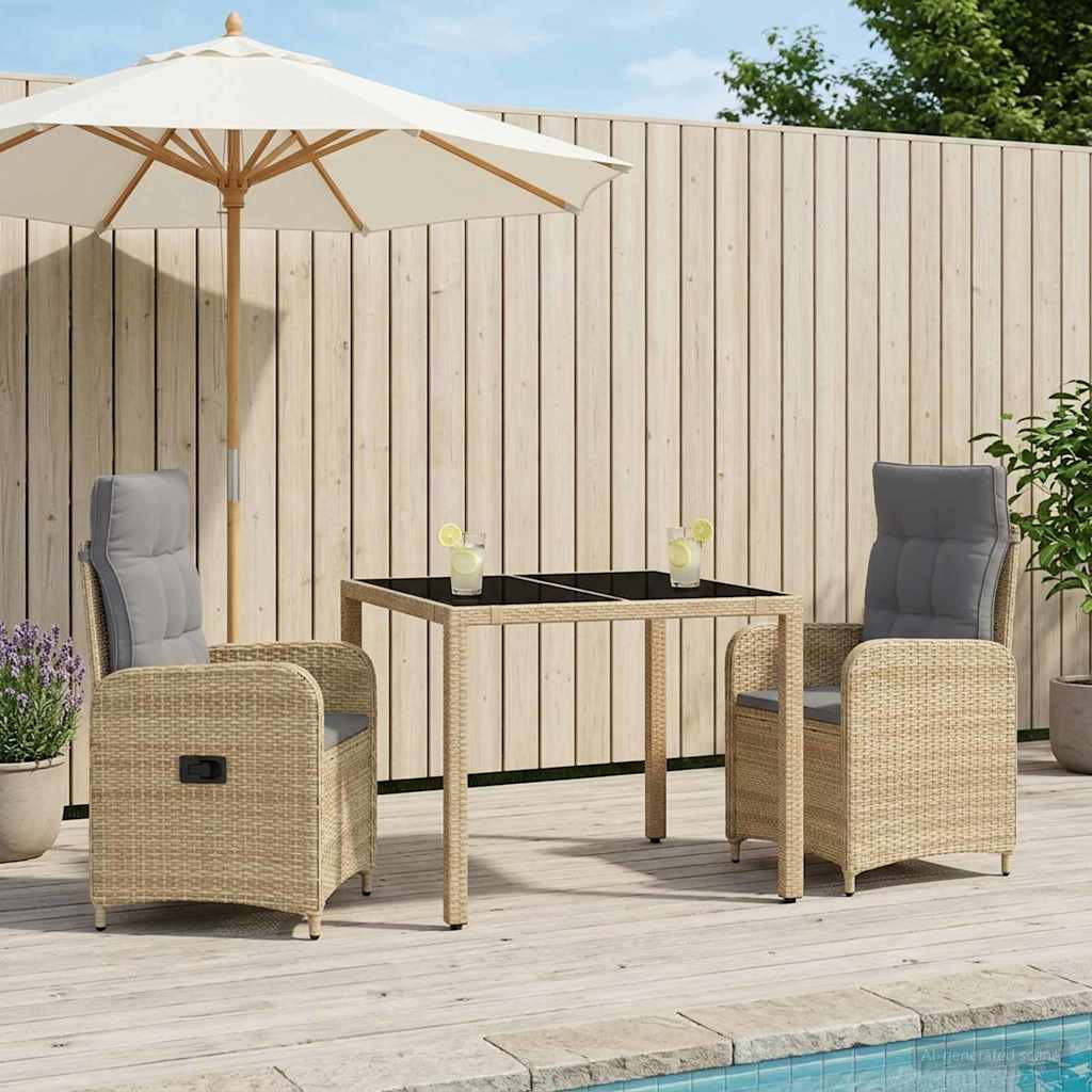 vidaXL Outdoortisch-Set 3 pcs Beige und Hellgrau 90 x 90 x 75 cm