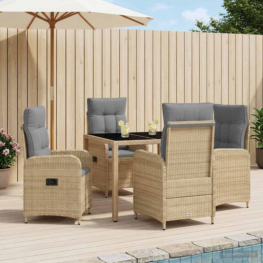 vidaXL Outdoortisch-Set 5 pcs Beige und Hellgrau 90 x 90 x 75 cm