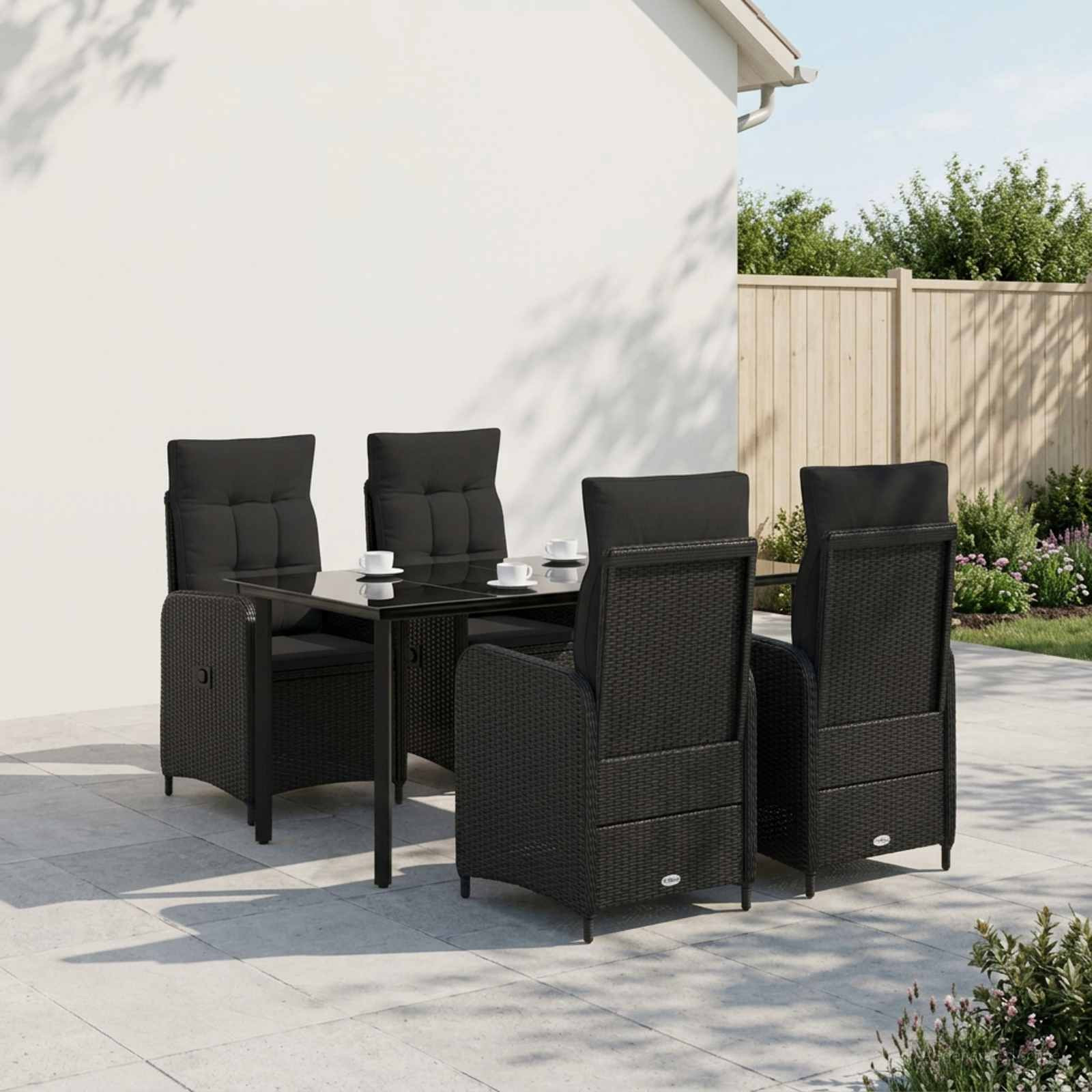 vidaXL Sofa-Tischset 5 pcs PE Rattan und pulverbeschichteter Stahl