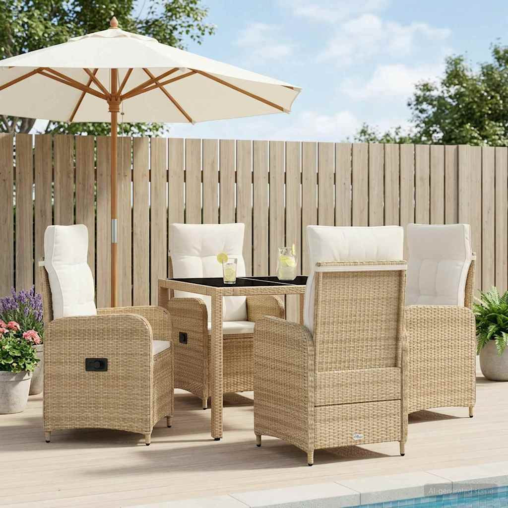 vidaXL Outdoortisch-Set 5 pcs Beige und Cremeweiß 90 x 90 x 75 cm