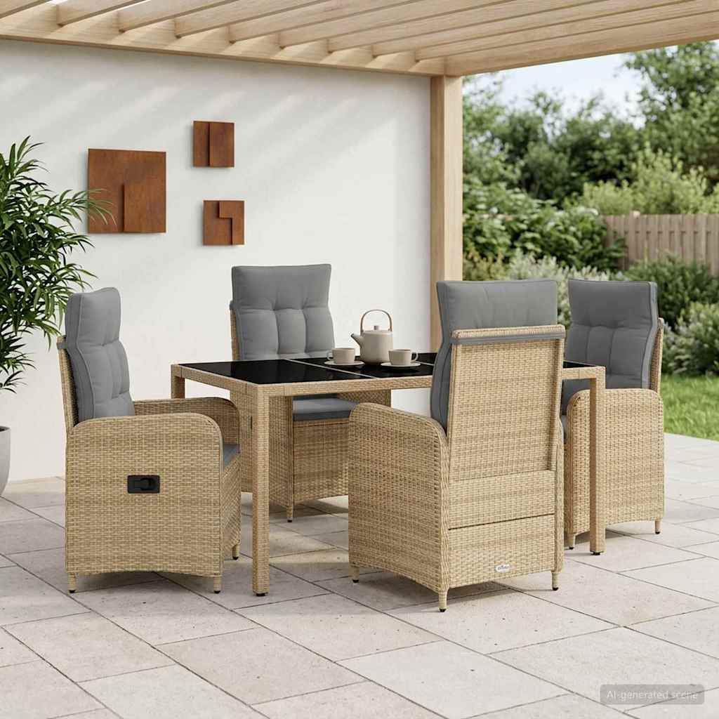 vidaXL Outdoortisch-Set 5 pcs Beige und Hellgrau 150 x 90 x 75 cm