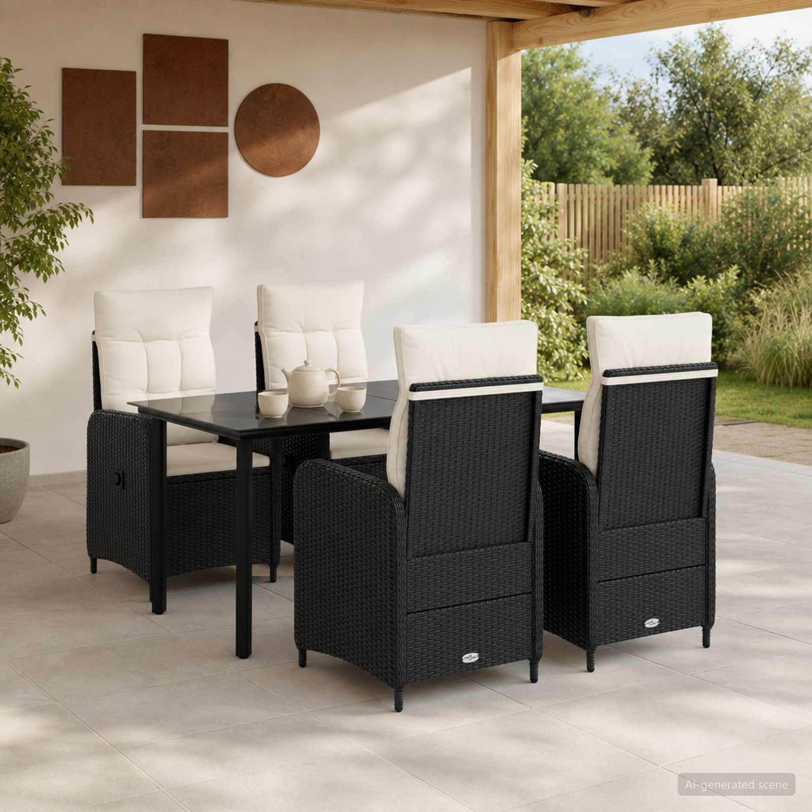 vidaXL Sofa-Tischset 5 pcs PE Rattan und pulverbeschichteter Stahl