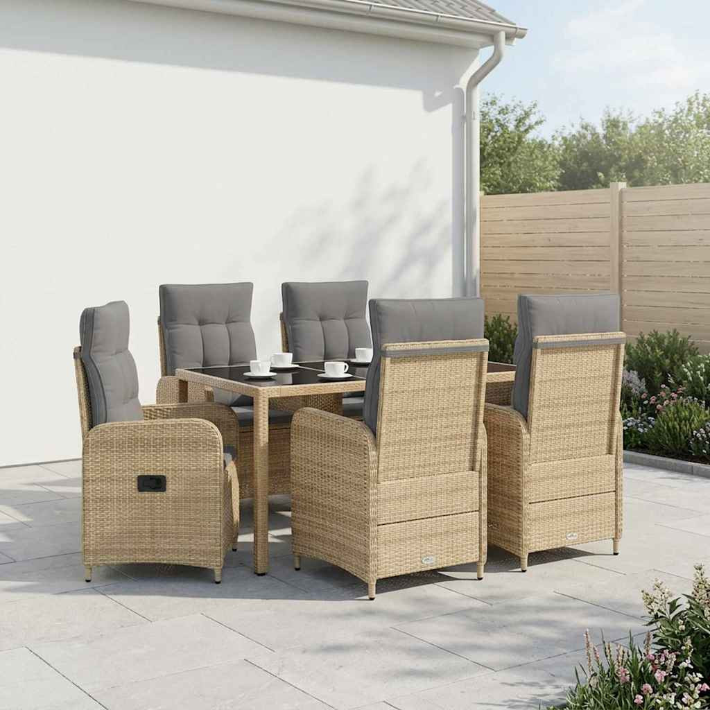 vidaXL Outdoortisch-Set 7 pcs Beige und Hellgrau 150 x 90 x 75 cm