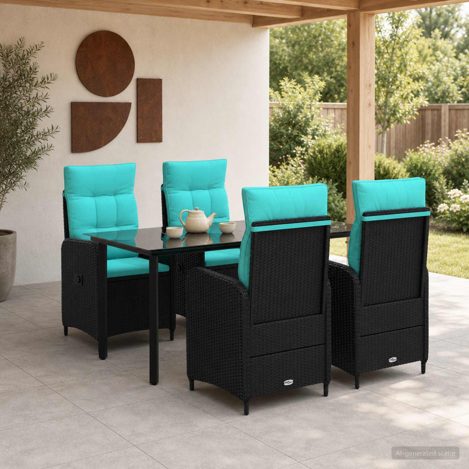 vidaXL Sofa-Tischset 5 pcs PE Rattan und pulverbeschichteter Stahl