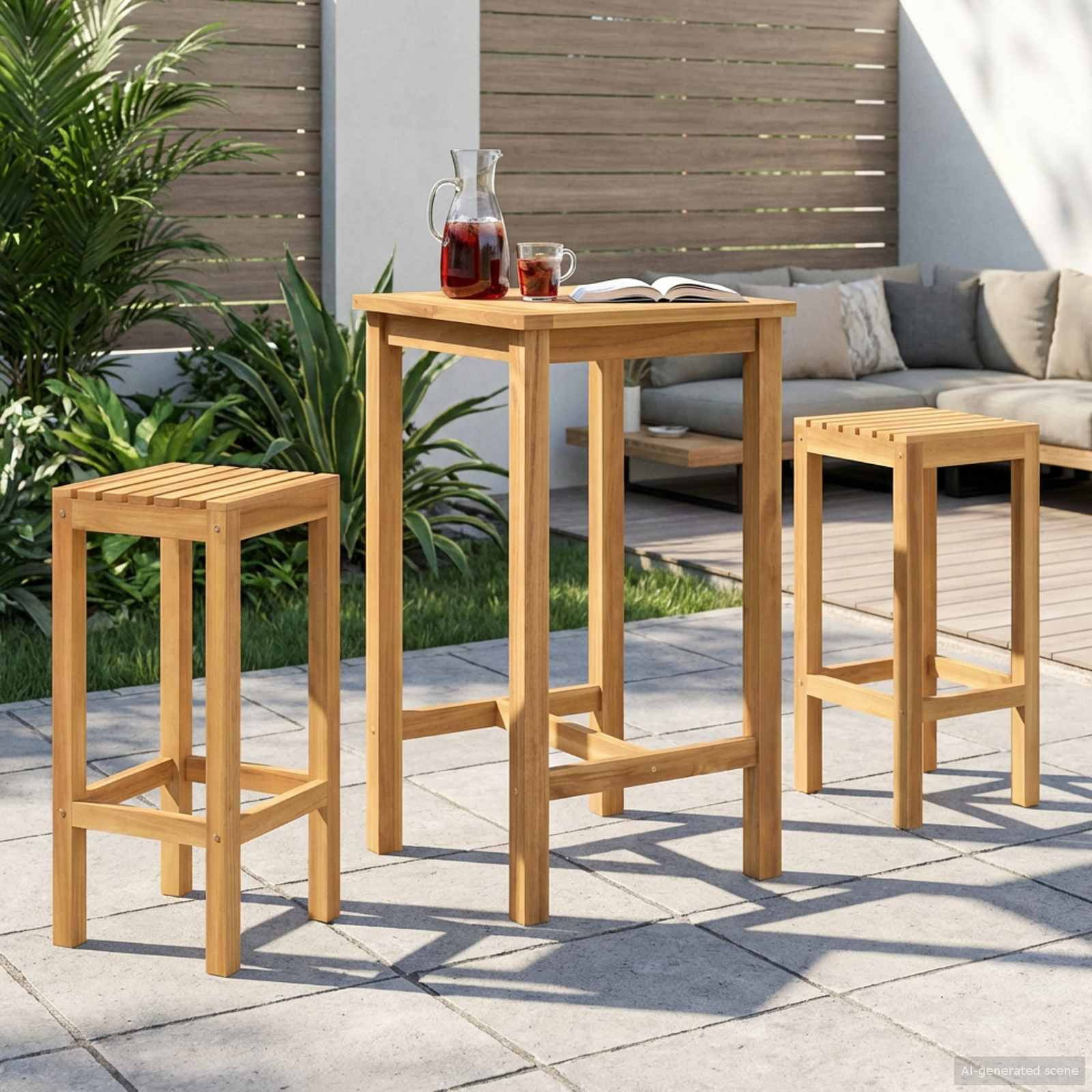 vidaXL Outdoor Bar Set 3 pcs Unbehandelt Massivholz Teak