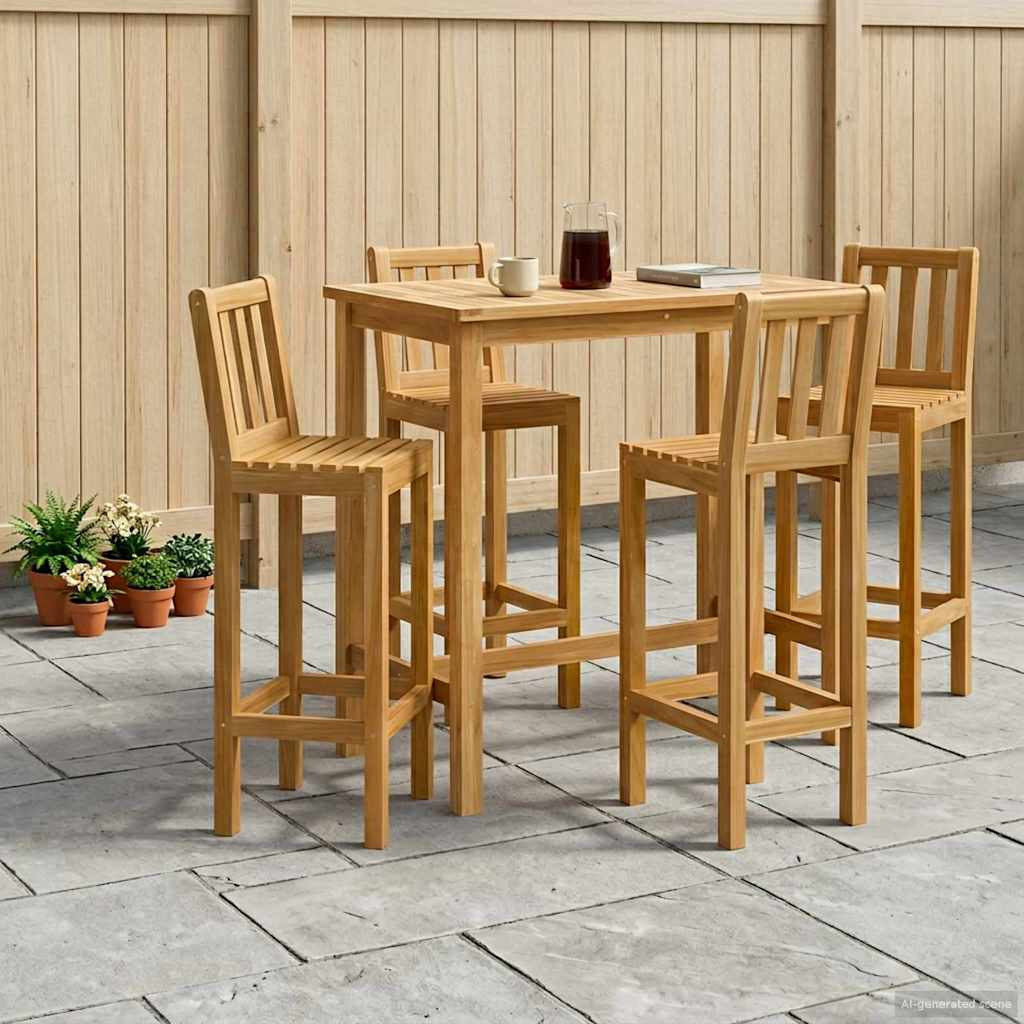 vidaXL Outdoor Bar Set 5 pcs Unbehandelt Massivholz Teak