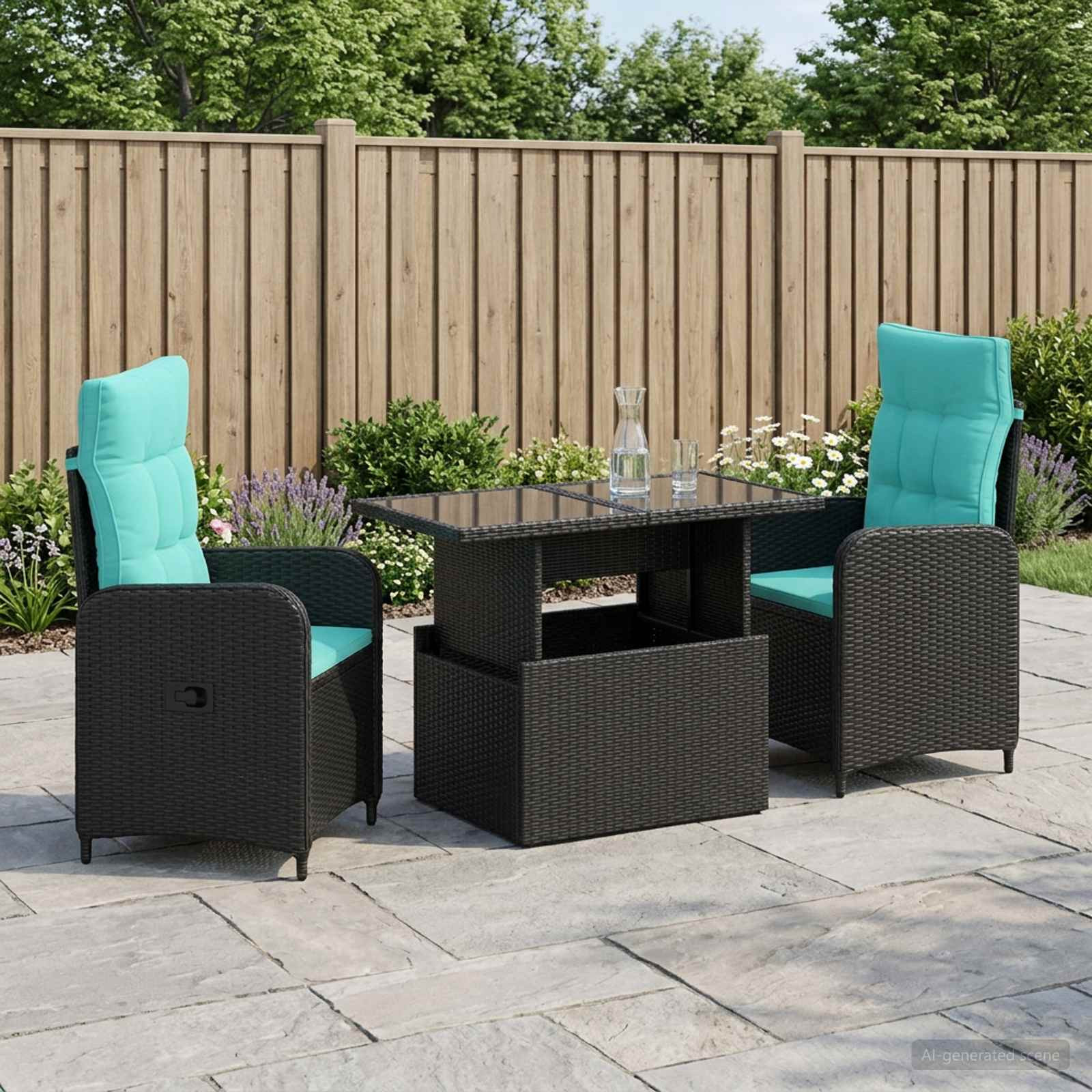 vidaXL Outdoortisch-Set 3 pcs Poly-Rattan