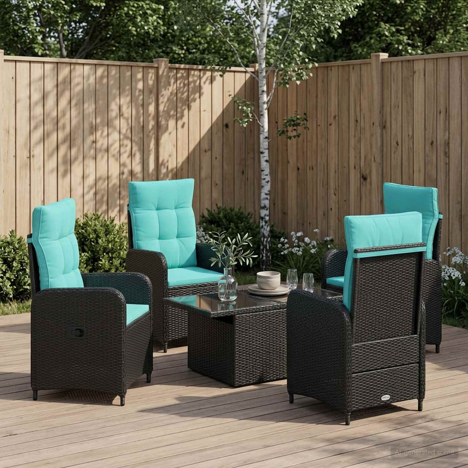 vidaXL Outdoortisch-Set 5 pcs Poly-Rattan