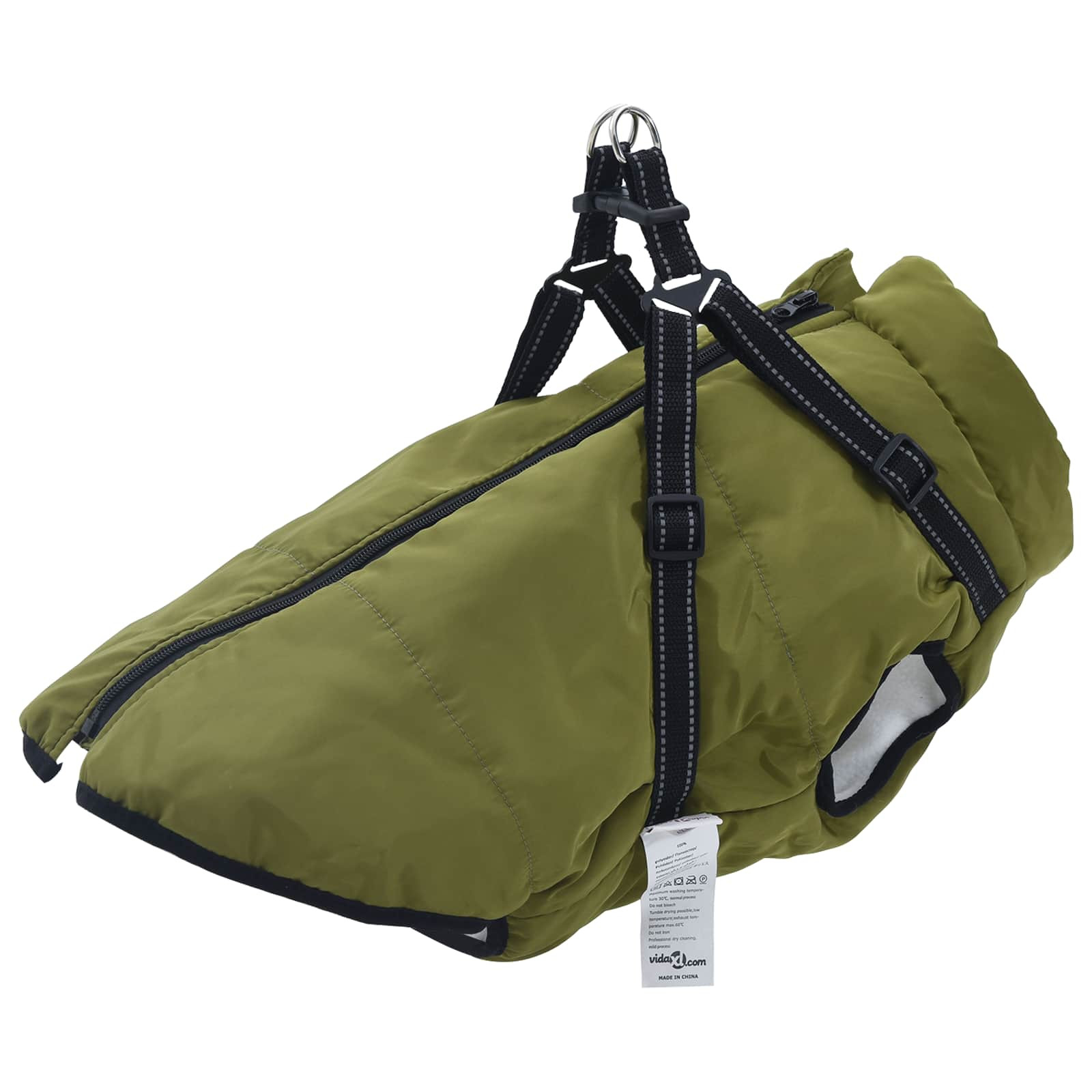 vidaXL Hundemantel Olivegrün L44 Fleece und Polyester