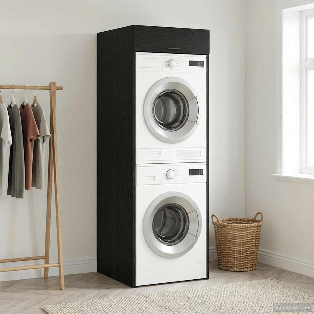 vidaXL Waschmaschinen-Schrank Schwarz Eichen-Optik 67,5 x 68 x 200 cm