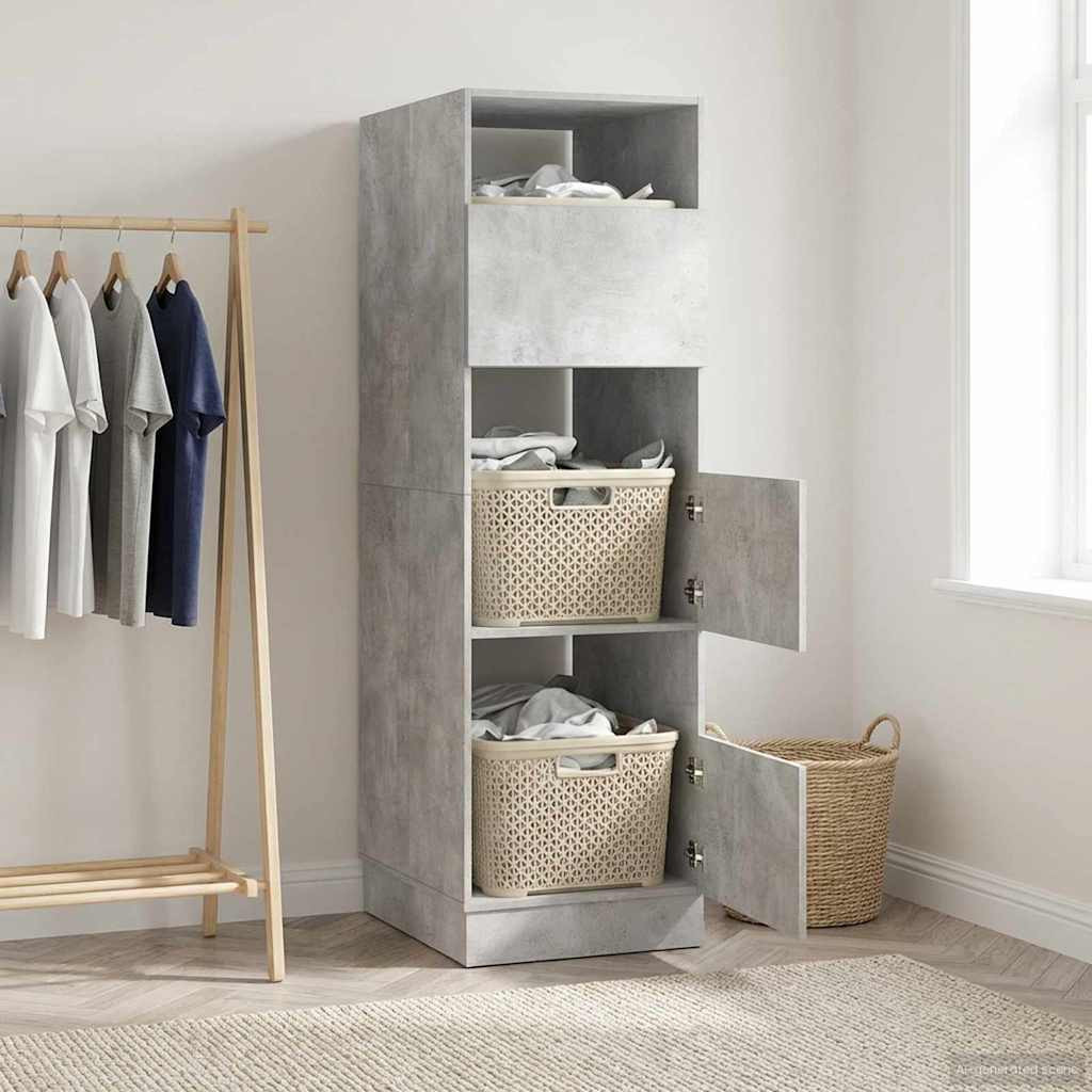 vidaXL Wäscheschrank mit Speicher Beton 50 x 68 x 162 cm Holzwerkstoff