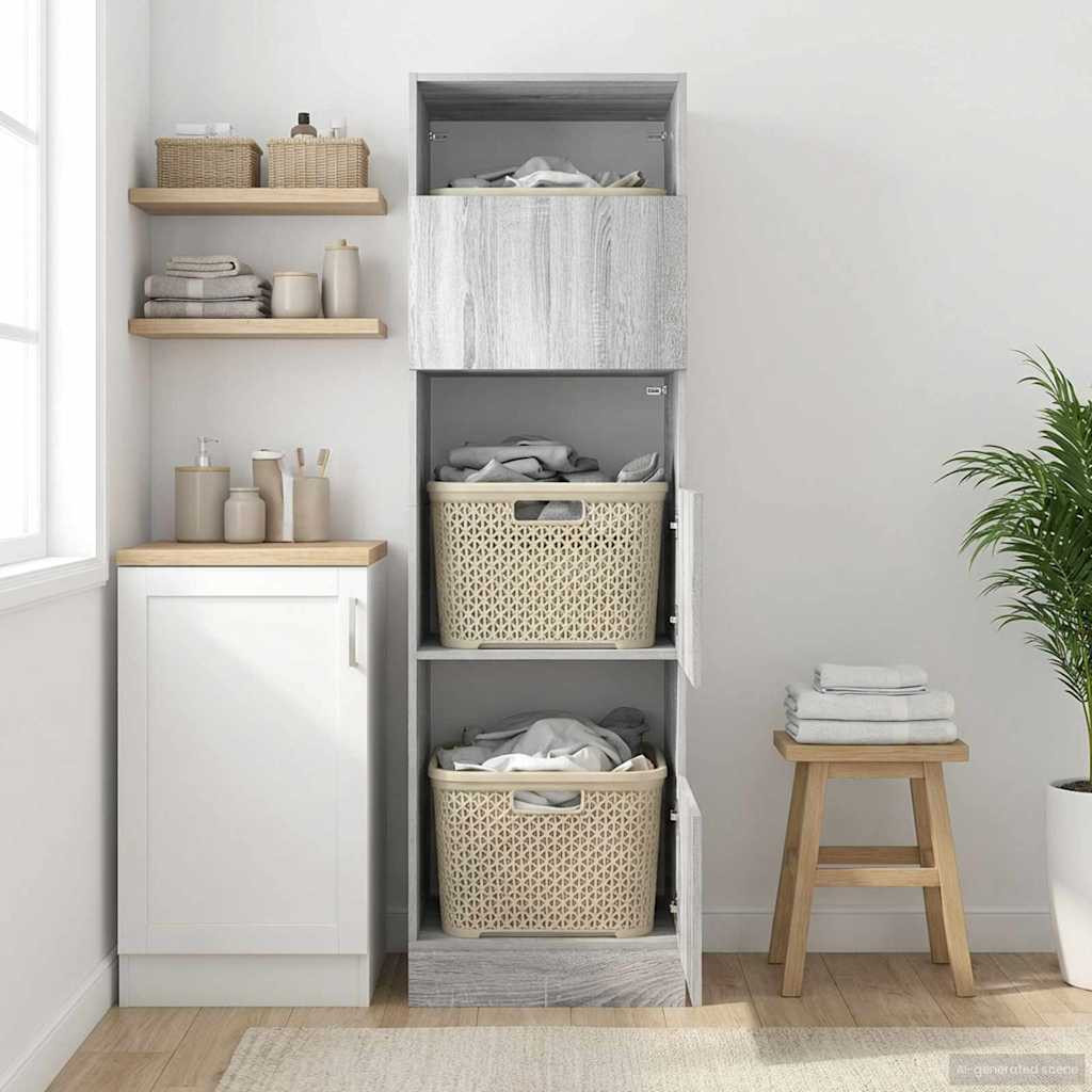 vidaXL Wäscheschrank Graues Sonoma 50 x 68 x 162 cm Holzwerkstoff