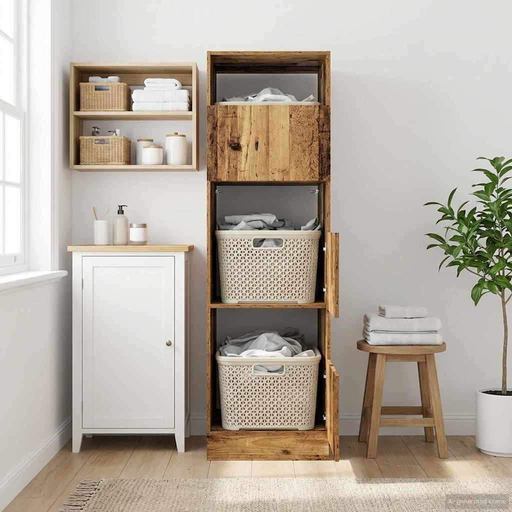 vidaXL Wäscheschrank Artisan-Eiche 50 x 68 x 162 cm Holzwerkstoff