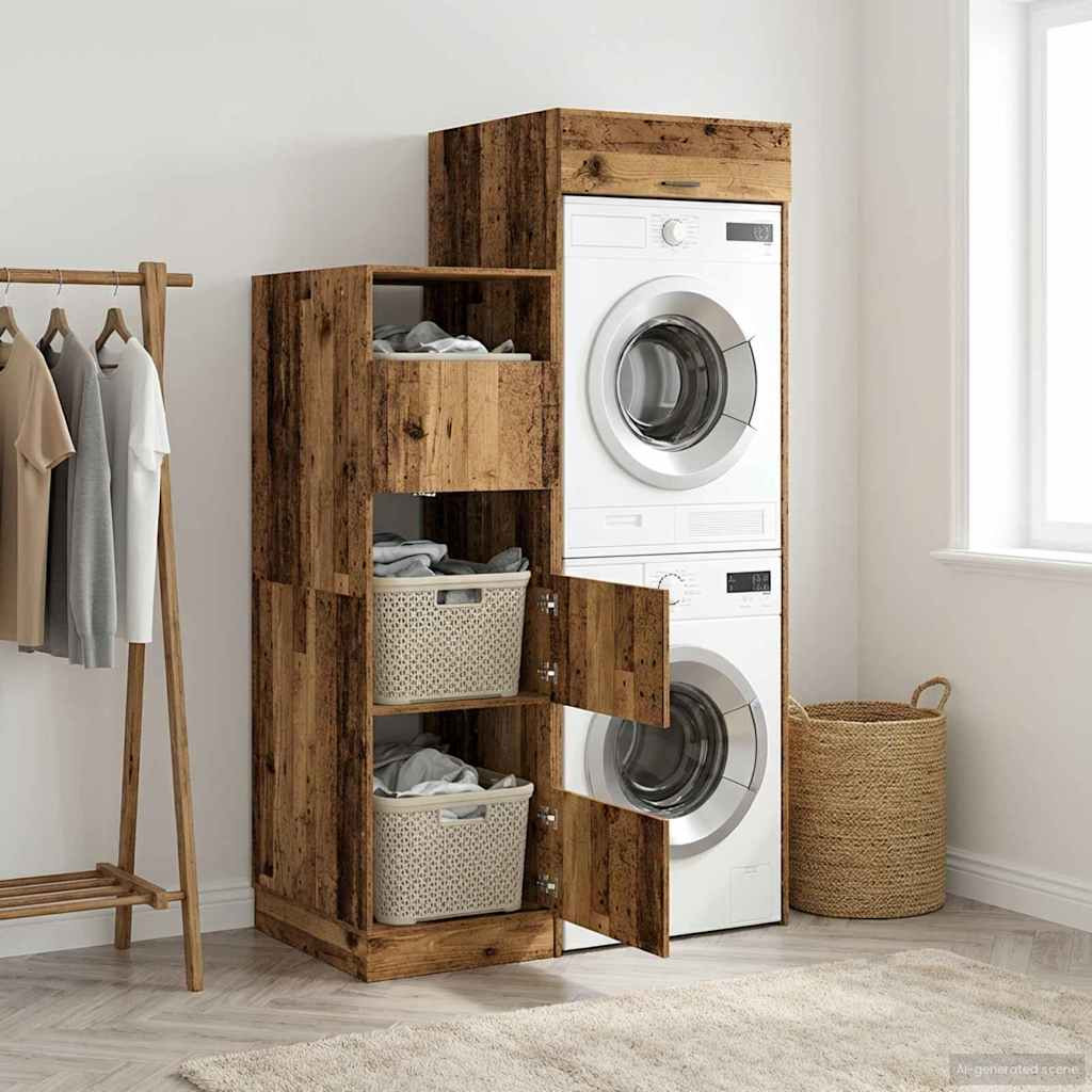 vidaXL Wäscheschrank-Set mit Speicher 2 Stk. Altholz Holzwerkstoff