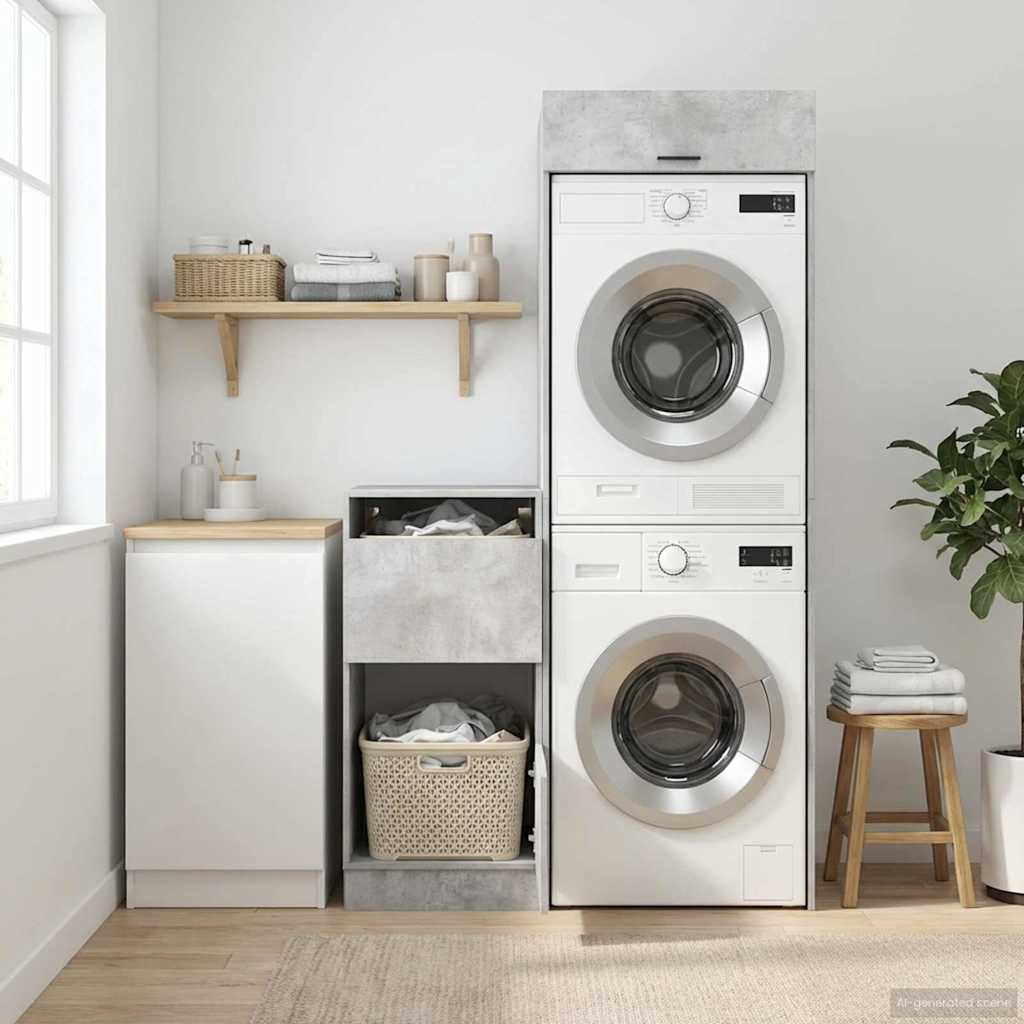vidaXL Wäscheschrank-Set mit Speicher 2 Stk. Beton Holzwerkstoff