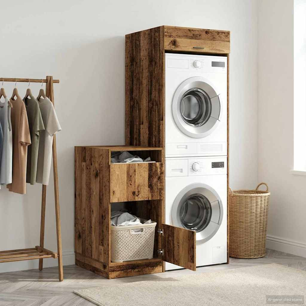 vidaXL Wäscheschrank-Set mit Speicher 2 Stk. Altholz Holzwerkstoff