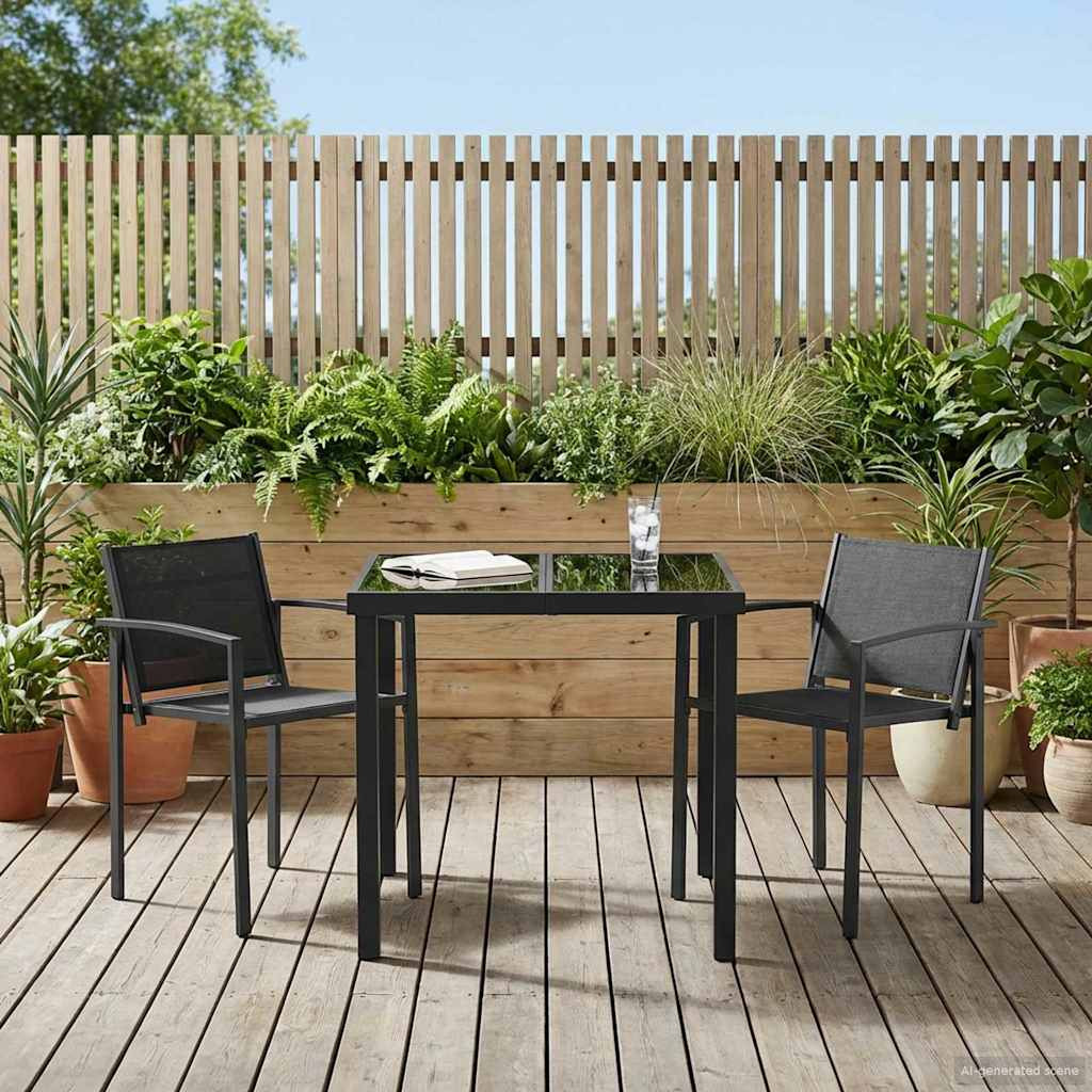 vidaXL Gartenmöbel Set 3 pcs Schwarz und Anthrazit 80 x 80 x 73 cm