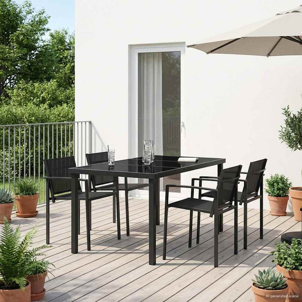 vidaXL Gartenmöbel Set 5 pcs Schwarz und Anthrazit 160 x 80 x 73 cm