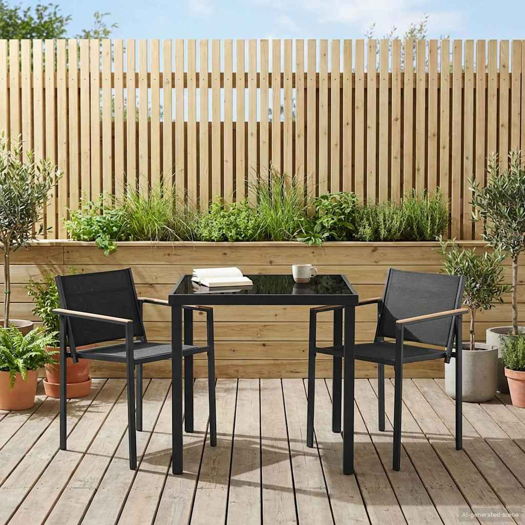 vidaXL Gartenmöbel Set 3 pcs Schwarz und Anthrazit 80 x 80 x 73 cm