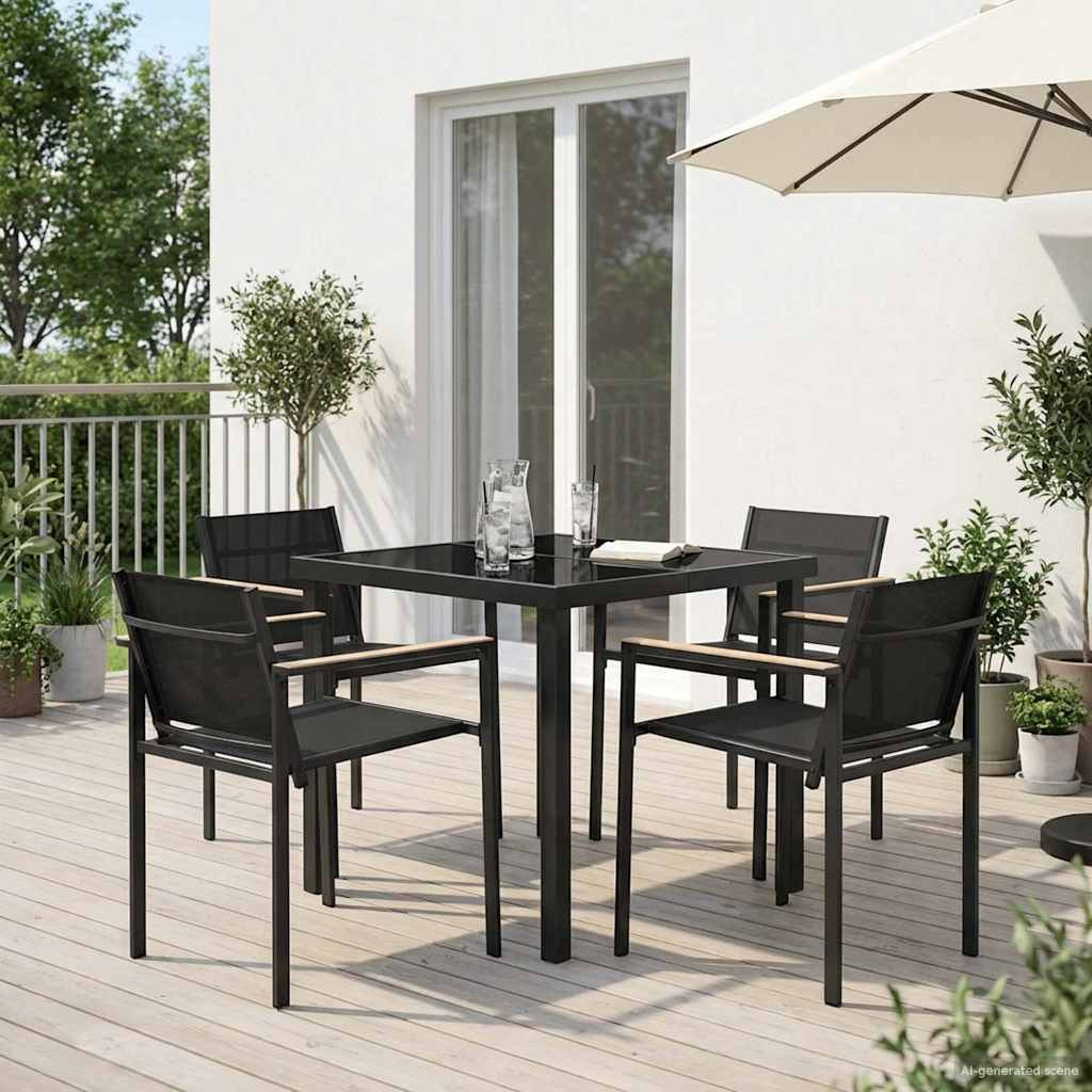 vidaXL Gartenmöbel Set 5 pcs Schwarz und Anthrazit 80 x 80 x 73 cm
