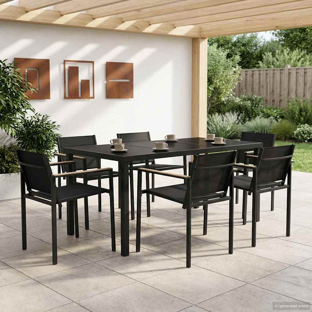 vidaXL Gartenmöbel Set 7 pcs Schwarz und Anthrazit 160 x 80 x 73 cm