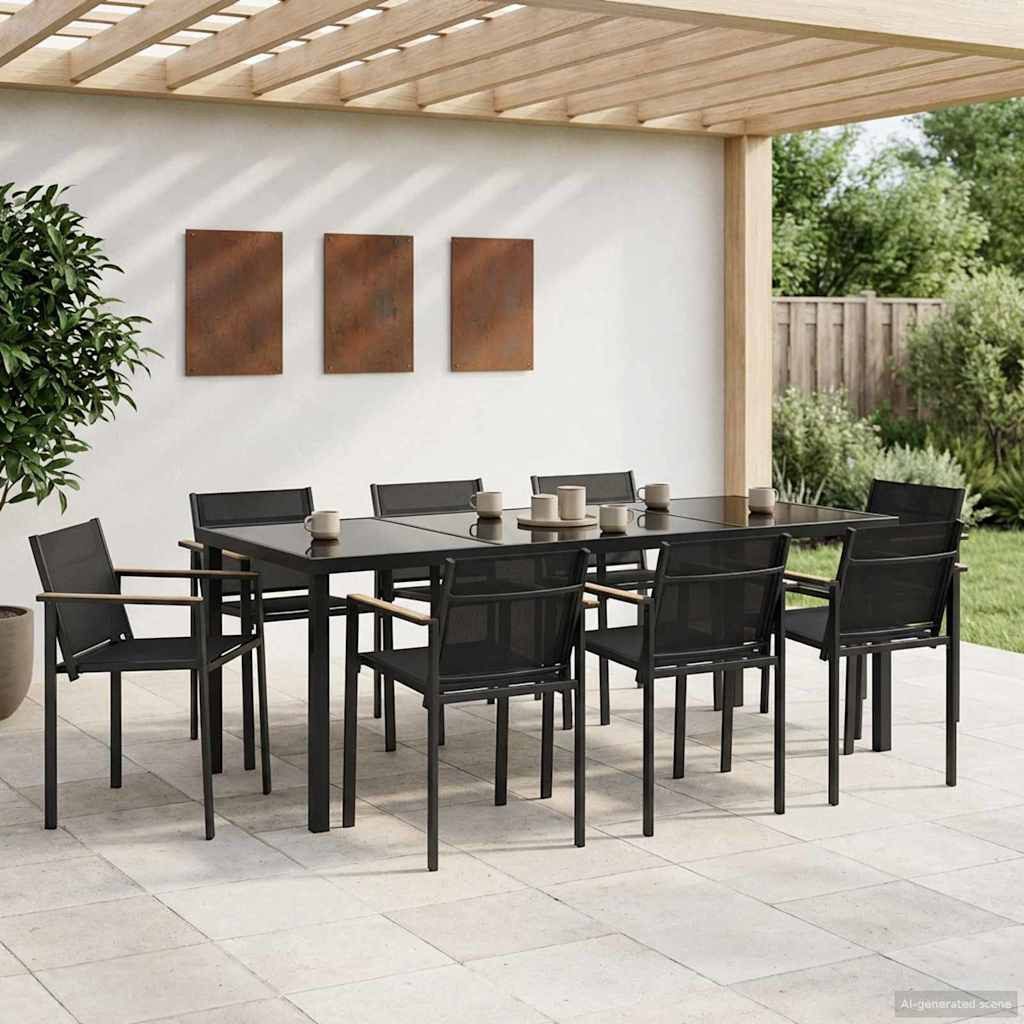 vidaXL Gartenmöbel Set 7 pcs Schwarz und Anthrazit Textilene