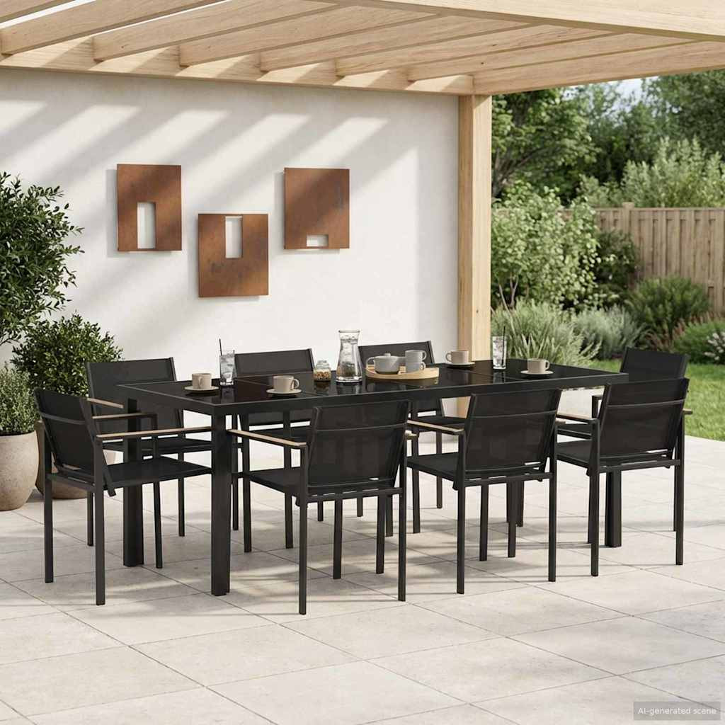 vidaXL Gartenmöbel Set 9 pcs Schwarz und Anthrazit Textilene