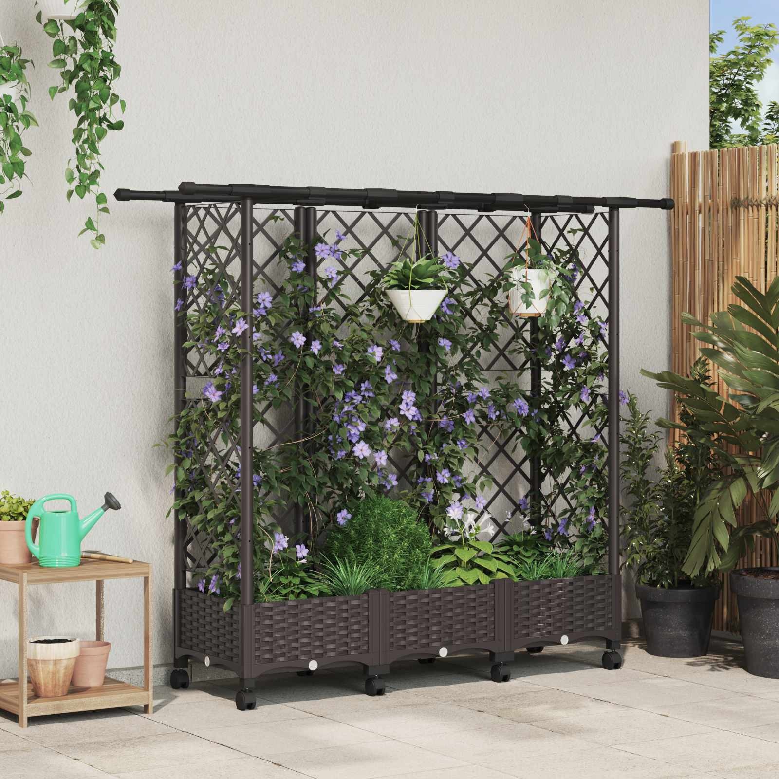 vidaXL Hochbeet mit Rankgitter und Dach Braun 164 x 40 x 127 cm PP