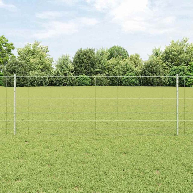 vidaXL Wildzaun mit Pfosten 100 x 0,8 m Verzinkter Stahl Silber Netz