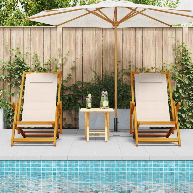 vidaXL Liegestuhl mit Kissen 2 pcs Braun Massivholz Akazie
