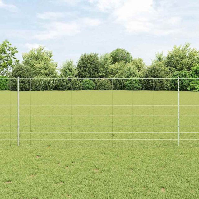 vidaXL Wildzaun mit Pfosten 100 x 1 m Verzinkter Stahl Silber Netz