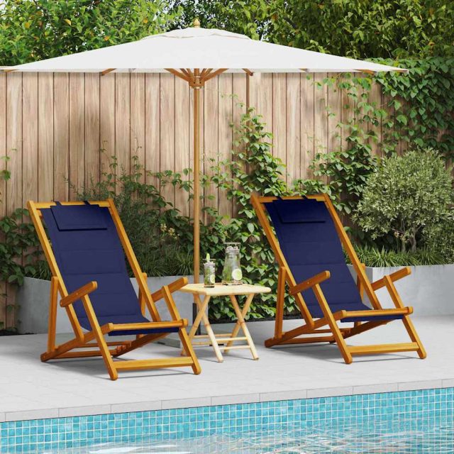 vidaXL Liegestuhl mit Kissen 2 pcs Braun Massivholz Akazie
