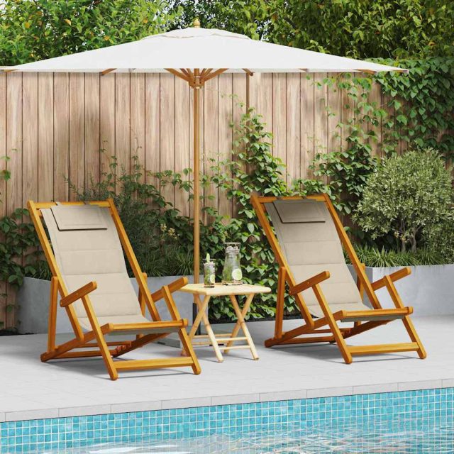 vidaXL Liegestuhl mit Kissen 2 pcs Braun Massivholz Akazie