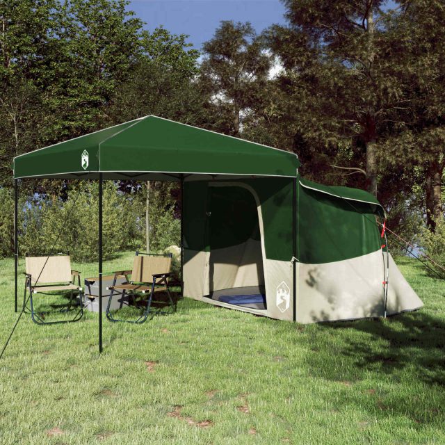 vidaXL Camping-Zelt-Set mit Dach 2 pcs Grün Taffeta und Stoff