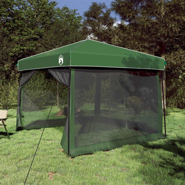 vidaXL Camping-Zelt-Set mit Dach 2 pcs Grün Taffeta und Stoff