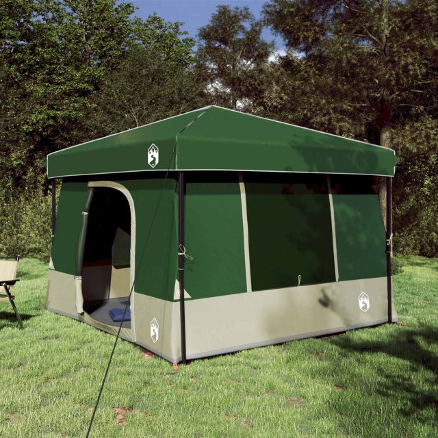 vidaXL Camping-Zelt-Set mit Dach 2 pcs Grün Taffeta und Stoff
