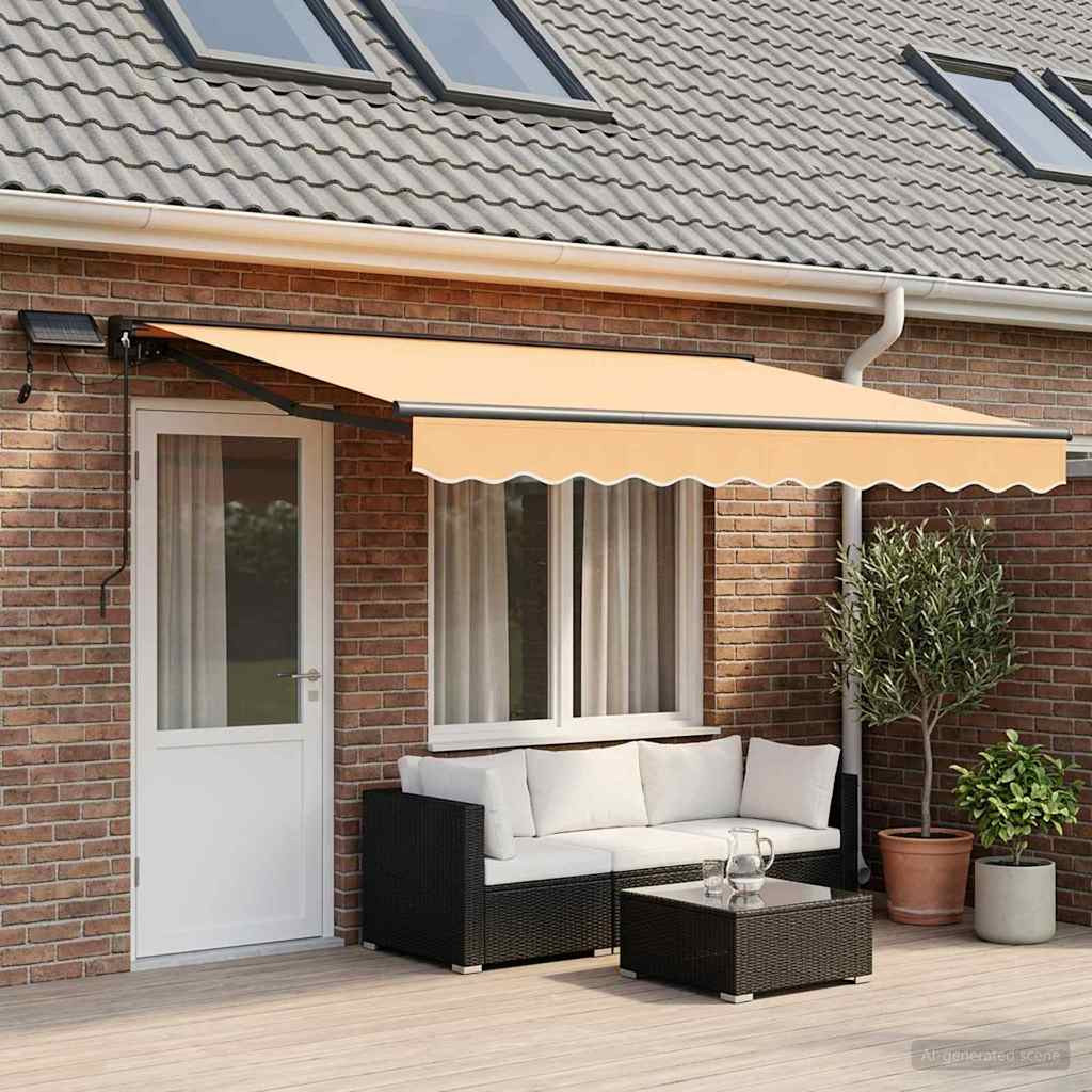 vidaXL Manueller Markisenrahmen mit LEDs Sand 4 x 2 m