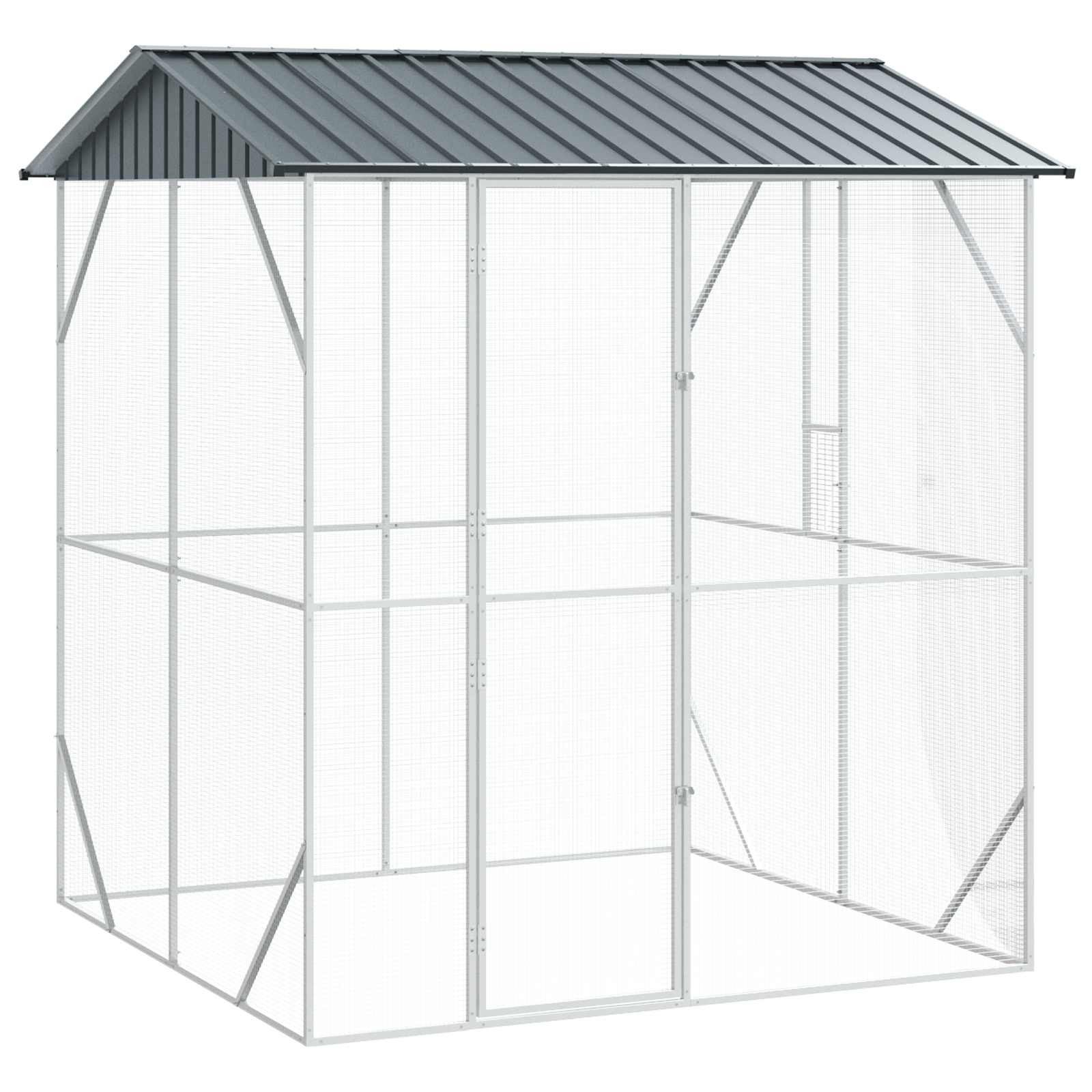 vidaXL Vogelkäfig Anthrazit 215 x 208 x 247 cm Verzinkter Stahl