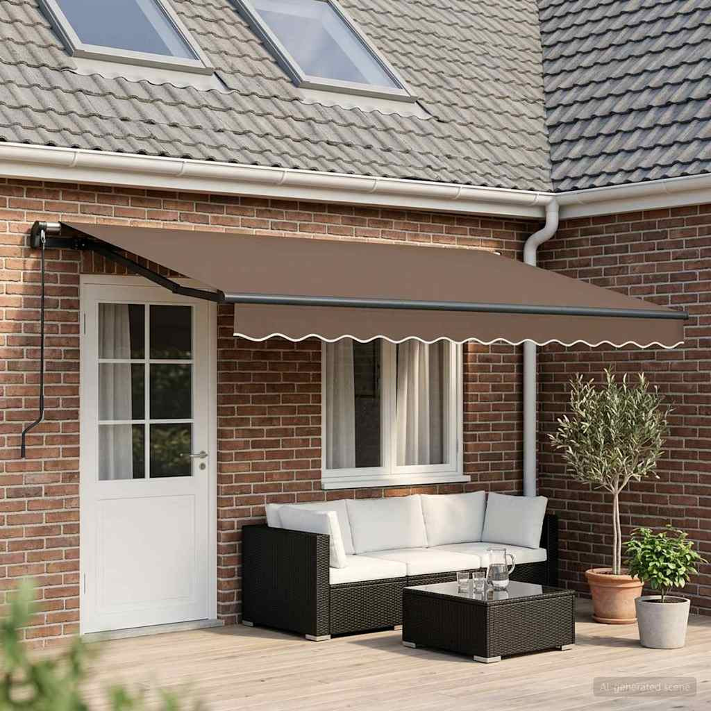 vidaXL Ausziehbare Markise Taupe 450 x 350 cm Polyester und Aluminium