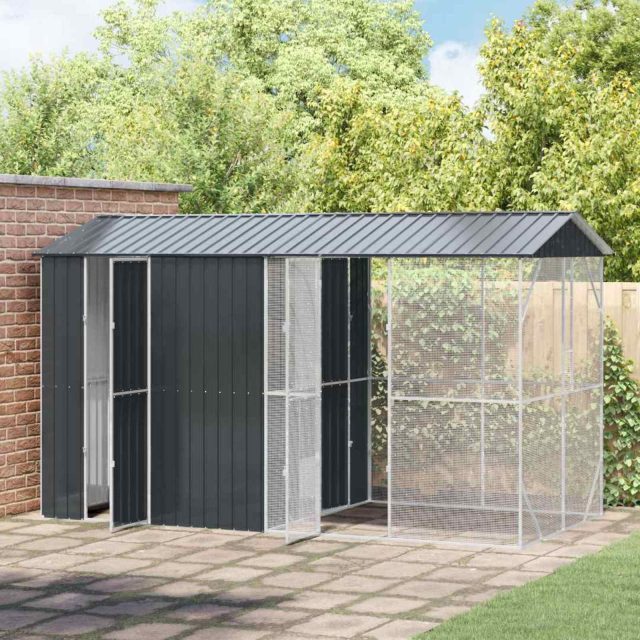 vidaXL Vogelkäfig Anthrazit 430 x 208 x 247 cm Verzinkter Stahl