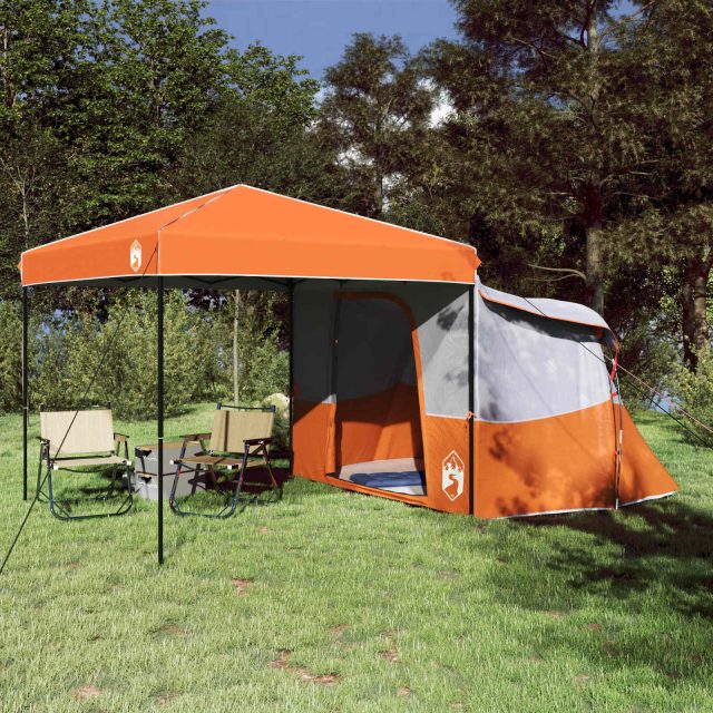vidaXL Camping-Zelt-Set mit Dach 2 pcs Orange Taffeta und Stoff