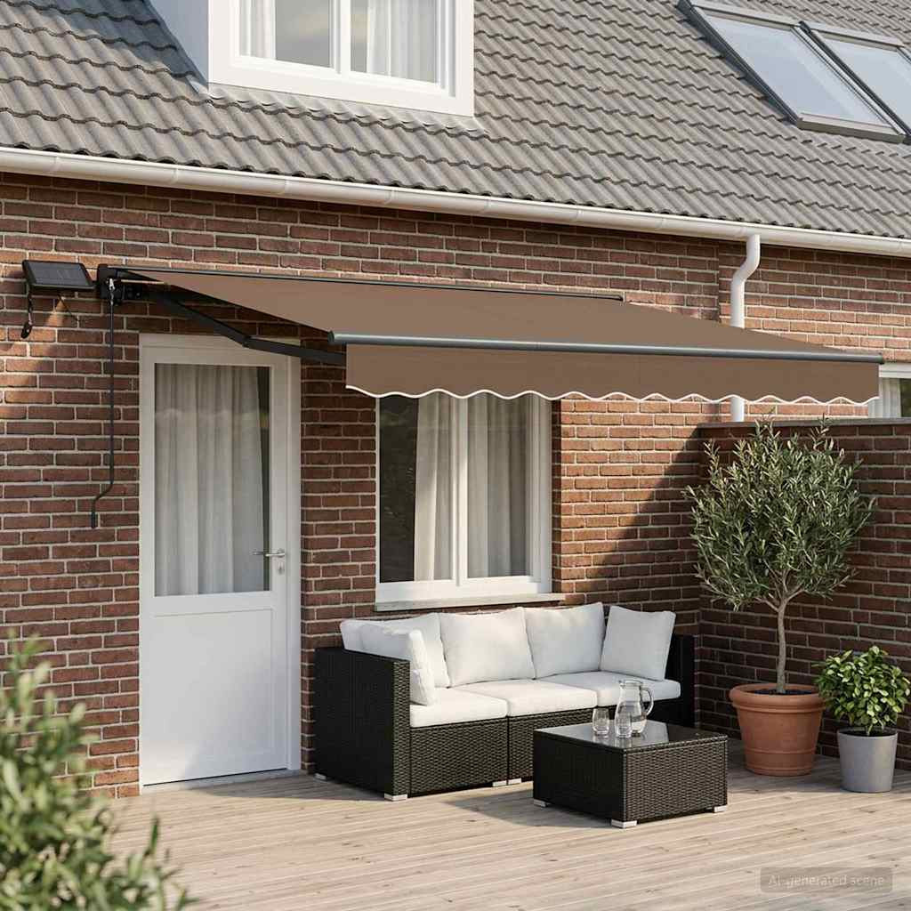 vidaXL Manueller Markisenrahmen mit LEDs Taupe 4,5 x 3,5 m