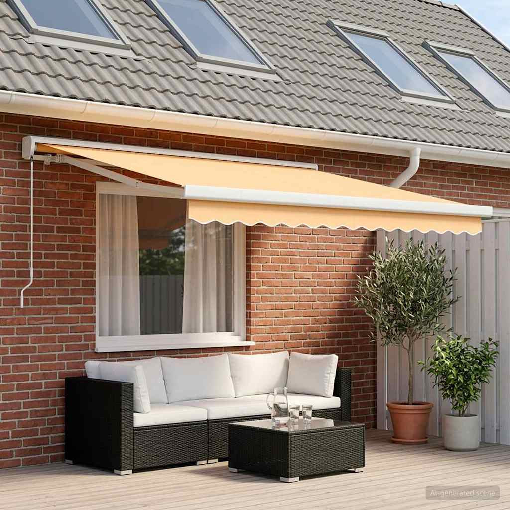 vidaXL Ausziehbare Markise Sand 300 x 250 cm Leinen und Aluminium