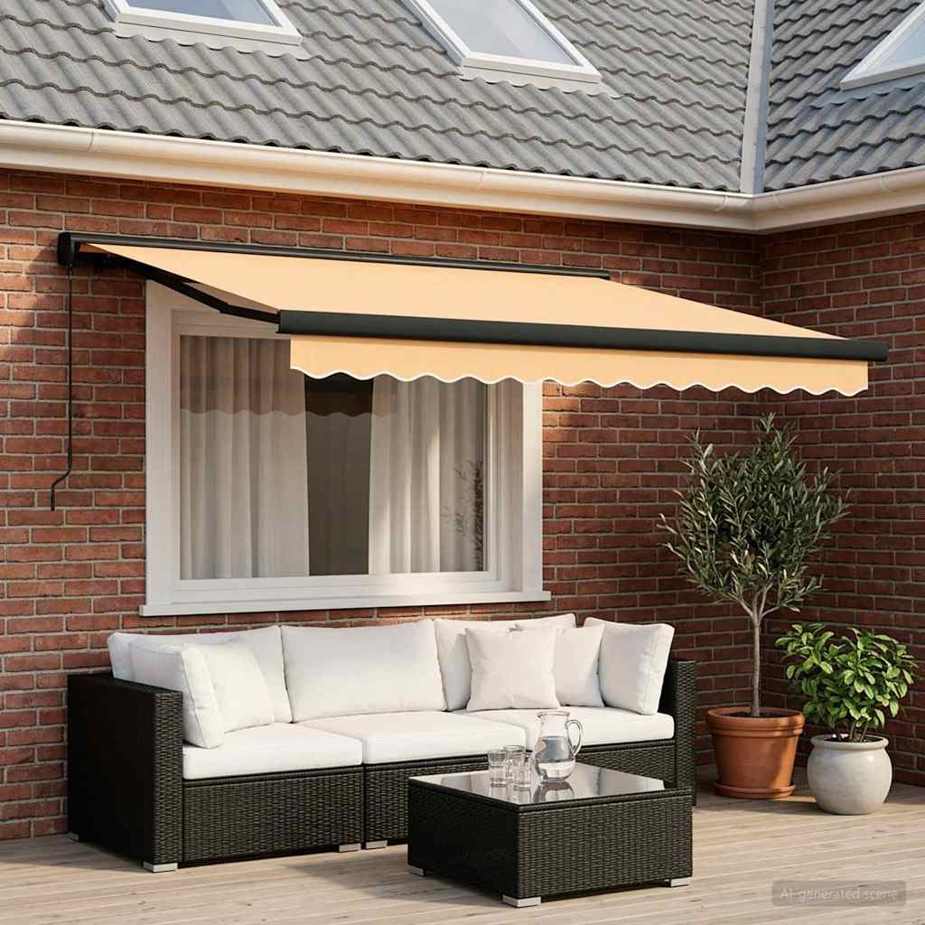 vidaXL Ausziehbare Markise Sand 300 x 250 cm Leinen und Aluminium