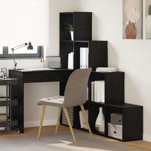 vidaXL Eck-Schreibtisch Schwarz Eichen-Optik 101,5 x 149,5 x 149,5 cm