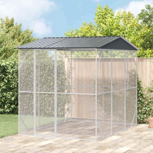vidaXL Vogelkäfig Anthrazit 227 x 310 x 247 cm Verzinkter Stahl