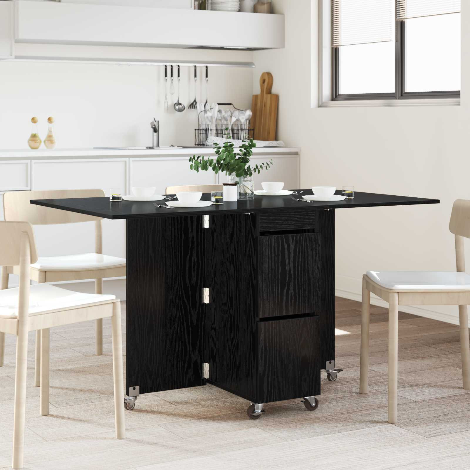 vidaXL Esstisch 140 x 80 x 77 cm Holzwerkstoff Schwarze Eiche
